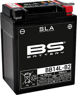 Μπαταρία Μοτοσυκλέτας BS-BATTERY  BB14L-A2  SLA 14.7AH 200EN Αντιστοιχία  YB14L-A2