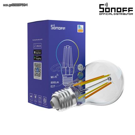 GloboStar® 80027 SONOFF B02-F-A60-R2 - Wi-Fi Smart LED Filament Bulb E27 A60 7W 806lm AC 220-240V CCT Change from 2200K to 6500K Dimmable