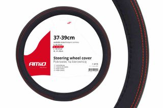 Κάλυμμα τιμονιού με κοκκινες ραφές MEDIUM 37-39CM AMIO SWC-01 01355