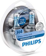 Philips White Vision Ultra H4 (Sharp White Look) +60% 4200K 12342WVUSM