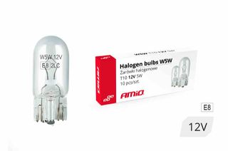 Λάμπα Αλογόνου T10 W5W 2.1X9.5d 12V 5W Amio (10 τεμάχια) 01483