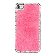 Θήκη iPhone 4G/4S Sexy Mary με Strass και Ροζ Γουνάκι