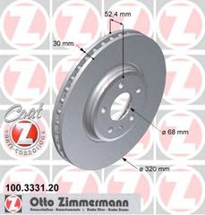100.3331.20 Εμπρόσθιες Δισκόπλακες Zimmermann8K0615301A-