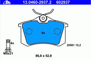 8E0698451K Γνήσια Πίσω Τακάκια ΑΤΕ 13046029372