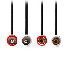 Καλώδιο προέκτασης stereo 2x RCA-2x RCA θηλυκό 10.0m σε μαύρο χρώμα ιδανικό για τη σύνδεση συσκευών όπως με ενισχυτή