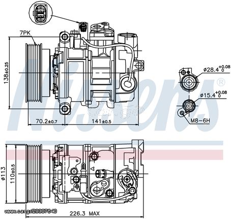 89237 – NISSENS, Συμπιεστής VW TOUAREG 02-18, AUDI Q7 3.6 FSI 06-10