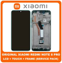 Γνήσιο Original Xiaomi Redmi Note 8 Pro, Note8 Pro (2015105, M1906G7I, M1906G7G) Lcd Screen Display Οθόνη + Touch Screen Digitizer Μηχανισμός Αφής + Πλαίσιο Frame Green 56000400G700 (Service Pack By X