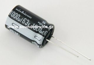 ΠΥΚΝΩΤΗΣ ΗΛΕΚΤΡΟΛΥΤΙΚΟΣ 1000uF 63V 85C ΠΛΑΚΕΤΑΣ D16x25mm NICHICON 1000UF