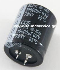 ΠΥΚΝΩΤΗΣ ΗΛΕΚΤΡΟΛΥΤΙΚΟΣ 10000uF 63V 85C ΠΛΑΚΕΤΑΣ D35x40mm CDE 10000uf 63v