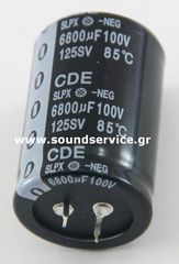 ΠΥΚΝΩΤΗΣ ΗΛΕΚΤΡΟΛΥΤΙΚΟΣ 6800uF 100V 85C D35x52mm ΠΛΑΚΕΤΑΣ CDE 6800uf 100v