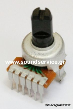 12mm STEREO 100KB ΠΟΤΕΝΣΙΟΜΕΤΡΟ ΠΕΡΙΣΤΡΟΦΙΚΟ ΠΛΑΚΕΤΑΣ ΑΞΟΝΑΣ 10mm FLAT