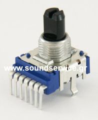 14mm STEREO 100KB ΠΟΤΕΝΣΙΟΜΕΤΡΟ ΠΕΡΙΣΤΡΟΦΙΚΟ ΣΑΣΙ 7-PIN ΑΞΟΝΑΣ 7MM FLAT + ΚΛΙΚ ΚΕΝΤΡΟ