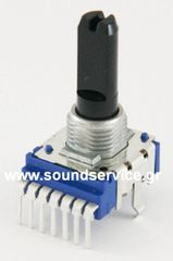 14mm STEREO 100KB ΠΟΤΕΝΣΙΟΜΕΤΡΟ ΠΕΡΙΣΤΡΟΦΙΚΟ ΣΑΣΙ 7-PIN ΑΞΟΝΑΣ 15MM FLAT + ΚΛΙΚ ΚΕΝΤΡΟ