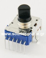 12mm STEREO 50KC ΠΟΤΕΝΣΙΟΜΕΤΡΟ ΠΕΡΙΣΤΡΟΦΙΚΟ ΠΛΑΚΕΤΑΣ 6-PIN ΑΞΟΝΑΣ 6mm FLAT ΚΑΘΕΤΟ