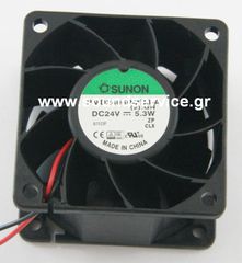 ΑΝΕΜΙΣΤΗΡΑΣ 24V DC 60x60x38mm 2-C 5.3W 0.22A 70m3/h 47dBA ΡΟΥΛΕΜΑΝ SUNON