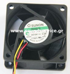ΑΝΕΜΙΣΤΗΡΑΣ 12V DC 60x60x25mm 3-C 0.36A 4.3W 61m3/h 43dBA SUNON