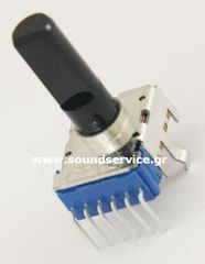 12mm STEREO 20KB ΠΟΤΕΝΣΙΟΜΕΤΡΟ ΠΕΡΙΣΤΡΟΦΙΚΟ ΠΛΑΚΕΤΑΣ 6-PIN ΑΞΟΝΑΣ 16mm FLAT CLICK CENTER 203B