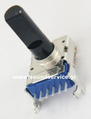 12mm STEREO 50KB ΠΟΤΕΝΣΙΟΜΕΤΡΟ ΠΕΡΙΣΤΡΟΦΙΚΟ ΠΛΑΚΕΤΑΣ 6-PIN ΑΞΟΝΑΣ 16mm FLAT ΚΛΙΚ ΚΕΝΤΡΟ