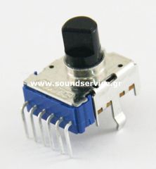 12mm STEREO 50KA ΠΟΤΕΝΣΙΟΜΕΤΡΟ ΠΕΡΙΣΤΡΟΦΙΚΟ ΠΛΑΚΕΤΑΣ 6-PIN ΑΞΟΝΑΣ 6mm FLAT ALPS 503A