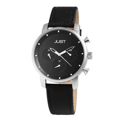 Just, Men's Watch, Black Leather Strap JU20038-005