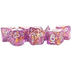 16mm Resin Polyhedral Dice Set Purple with Gold Foil