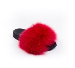 Haute Acorn - Red Fox Fur Slides