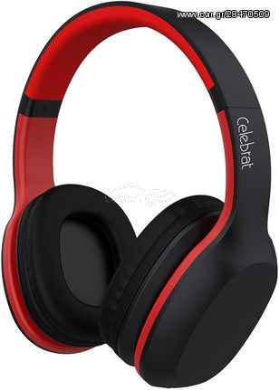 CELEBRAT BLUETOOTH HEADPHONES A18-BKRD WIRELESS ΚΑΙ WIRED ΜΑΥΡΟ ΚΟΚΚΙΝΟ