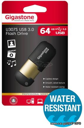 USB 3.0 GIGASTONE FLASH DRIVE U307S 64GB ΜΑΥΡΟ PROFESSIONAL SERIES METAL FRAME