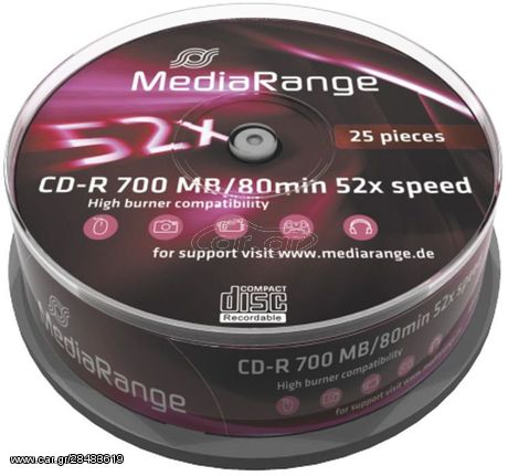 MEDIARANGE CD-R 52X 700MB/80MIN CAKE25 - (MR201)