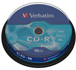 VERBATIM CD-R 10 TUB 52X80 MIN - (023942434375)