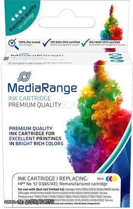 MEDIARANGE ΣΥΜΒΑΤΟ INKJET ΓΙΑ ΕΚΤΥΠΩΤΕΣ HP COLOUR NO.57 C6657AE - (MRHP57CMY)