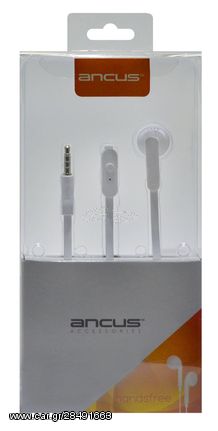 HANDS FREE ANCUS ZENO MONO 3.5 MM ΓΙΑ APPLE-SAMSUNG-HTC-SONY ΛΕΥΚΟ ΜΕ ΚΑΛΩΔΙΟ ΠΛΑΚΕ ΚΑΙ ΠΛΗΚΤΡΟ ΑΠΑΝΤΗΣΗΣ