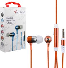 H/F UNIVERSAL 3.5MM BRAIDED VT780 STEREO ON/OFF ORANGE VOLTE-TEL