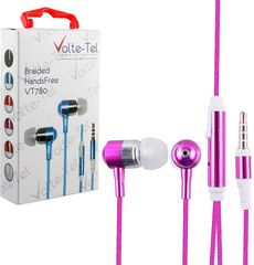 H/F UNIVERSAL 3.5MM BRAIDED VT780 STEREO ON/OFF PINK VOLTE-TEL