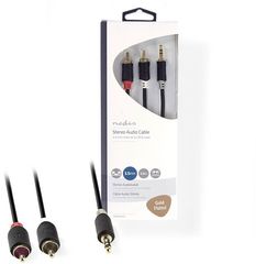 NEDIS STEREO AUDIO CABLE 3.5MM MALE - 2X RCA MALE 2.0M ΑΝΘΡΑΚΙ - (CABW22200AT20)