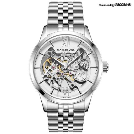 Ρολόι ανδρικό Kenneth Cole Automatic KC50983003 με μπρασελέ και λευκό Skeleton καντράν