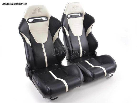 καθισματα αυτοκινητου Sportseat Set Atlanta artificial leather black/white eautoshop gr τιμη ζευγους