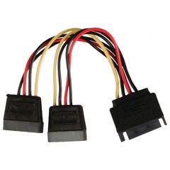 Powertech sata power 15pin male / 2x 15pin female 15pin, 0.20m