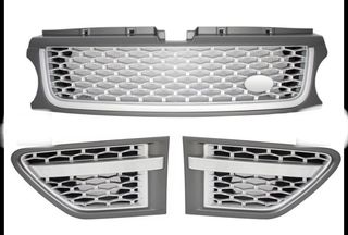 Central Grille and Side Vents Assembly suitable for Land ROVER Range ROVER Sport Facelift (2009-2013) L320 Autobiography Look Grey Silver Edition