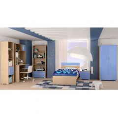 Παιδικό δωμάτιο "NOTA" σετ 7 τμχ σε χρώμα δρυς-μπλε  SET NOTA-MPLE