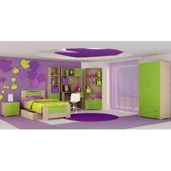 Παιδικό δωμάτιο "ΧΑΜΟΓΕΛΟ" σετ 9 τμχ σε χρώμα δρυς-λαχανί  SET XAMOGELO-LAXANI