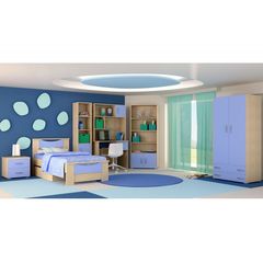Παιδικό δωμάτιο "ΧΑΜΟΓΕΛΟ" σετ 9 τμχ σε χρώμα δρυς-μπλε  SET XAMOGELO-MPLE