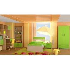 Παιδικό δωμάτιο "NOTA" σετ 7 τμχ σε χρώμα δρυς-λαχανί  SET NOTA-LAXANI