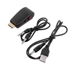 POWERTECH Μετατροπέας HDMI 19pin σε VGA, με audio jack, USB power, Black (CAB-H076)