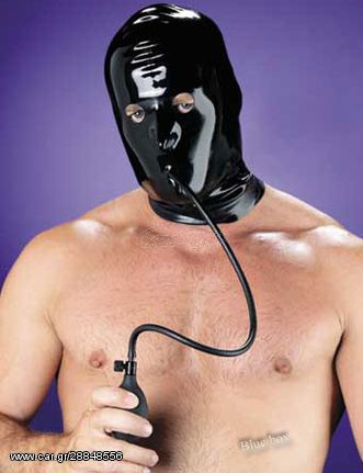 LATEX HOOD WITH INFLATABLE GAG M/L