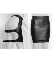 BDSM Δερμάτινη γυναικεία φούστα με άνοιγμα στο πίσω μέρος