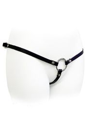 BDSM Δερμάτινη ζώνη Strap-on με κρίκο 4 cm