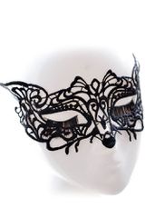 Sultry Fox Black Lace Crochet Halloween Party Mask