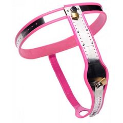 Pink Stainless Steel Adjustable Female Chastity Belt