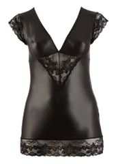 Plus Size Wetlook Mini Dress with Low Cut-thumb-5
